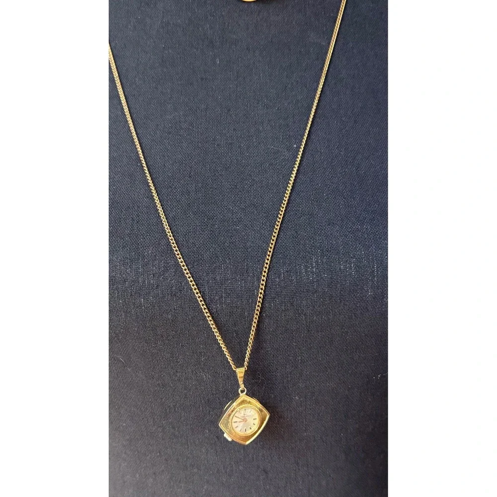 Vintage Jaquet-Droz Swiss 17 Jewel Mechanical Pendant Watch Necklace As Is